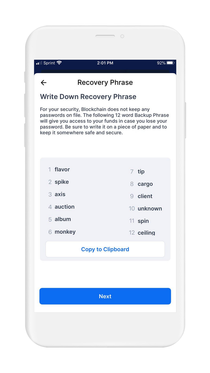 blockchain 12 recovery words