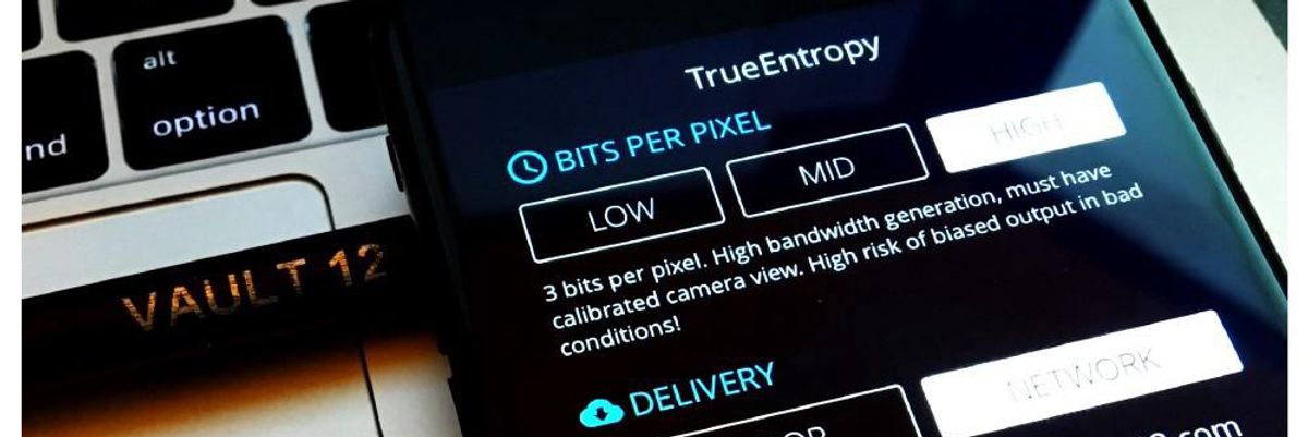 Screen shot of Vault12 True Entropy app