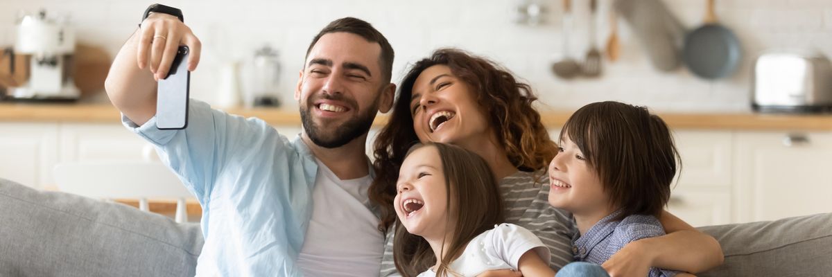 Happy family taking a selfie