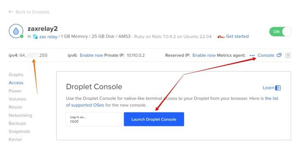 Image of Droplet Console