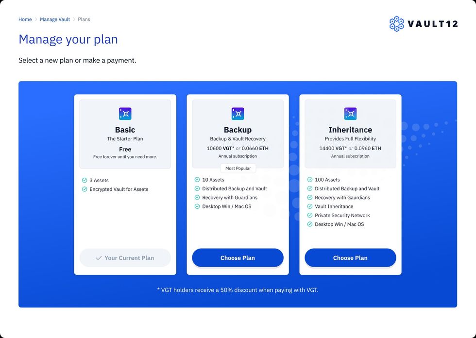 Image showing the available plans