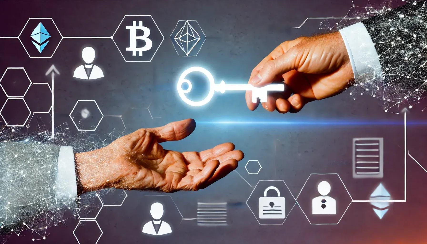 2024 Bank of America Private Bank Study, focusing on inheritance trends and the role of digital assets. They symbolize generational wealth transfer, incorporating elements like cryptocurrency and estate planning.