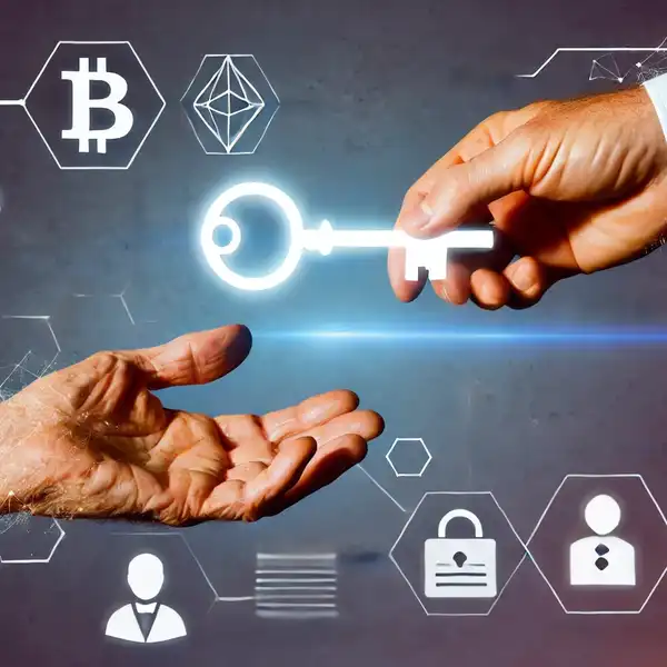 2024 Bank of America Private Bank Study, focusing on inheritance trends and the role of digital assets. They symbolize generational wealth transfer, incorporating elements like cryptocurrency and estate planning.