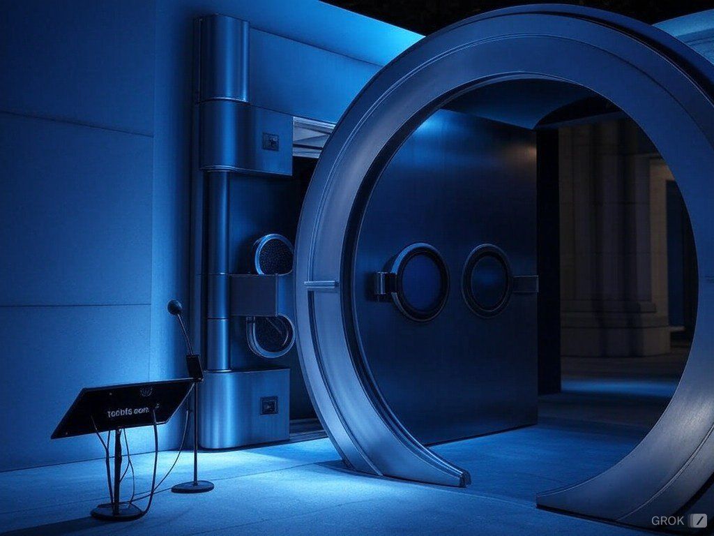 Image of Vault with multiple layers of security including voice