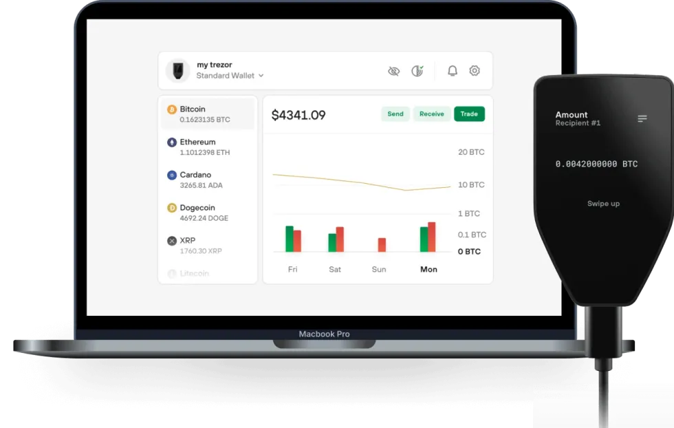 Image of Trezor Safe 5 wallet and desktop software