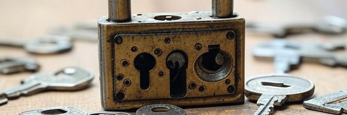 Image of a lock with multiple keyholes
