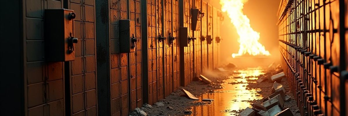 Image of safe deposit boxes threatened by fire and flood