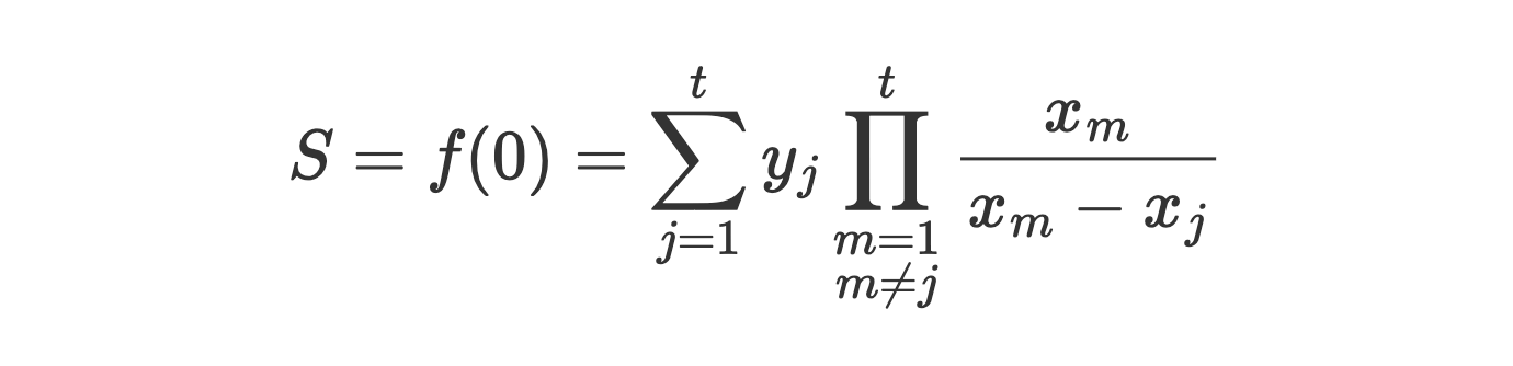 Reconstruction of secret (Lagrange at x=0)