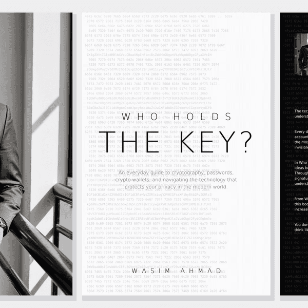 Author, next to book cover