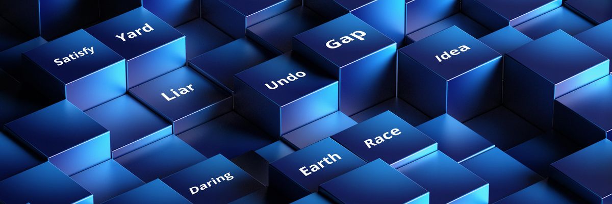 Building blocks with seed words on them