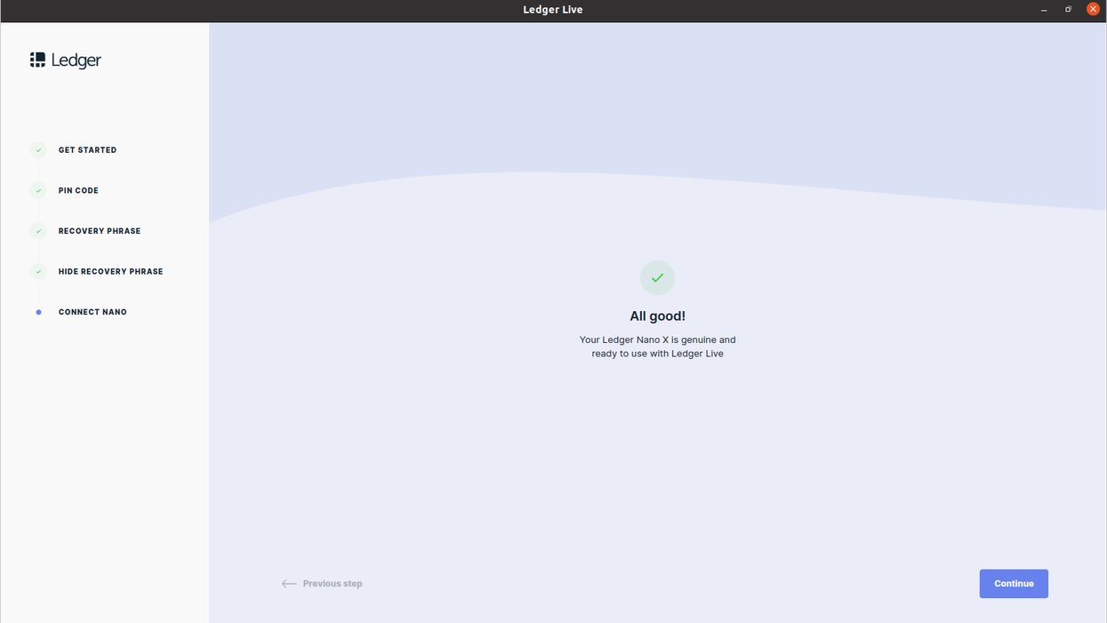 Pairing Nano X with Ledger Live on desktop