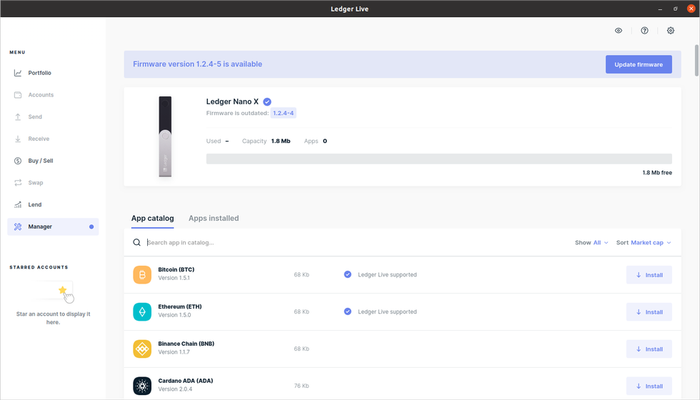 Firmware updates through Ledger Live