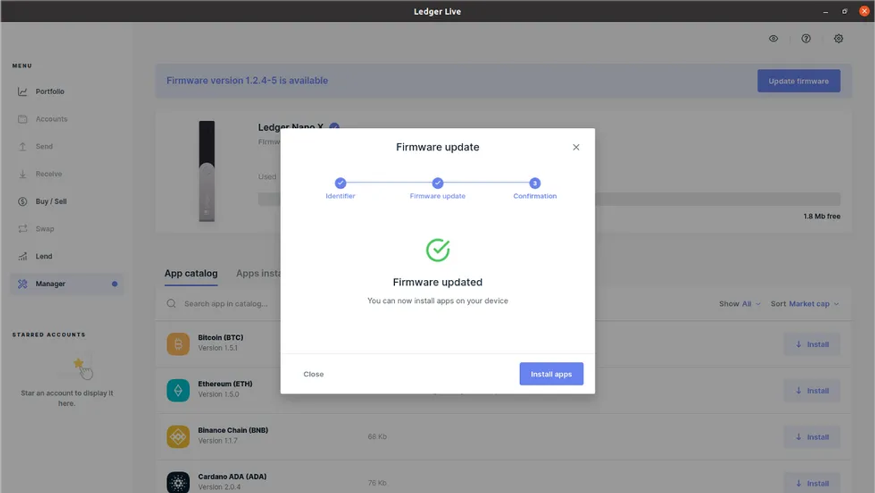 Firmware updates through Ledger Live