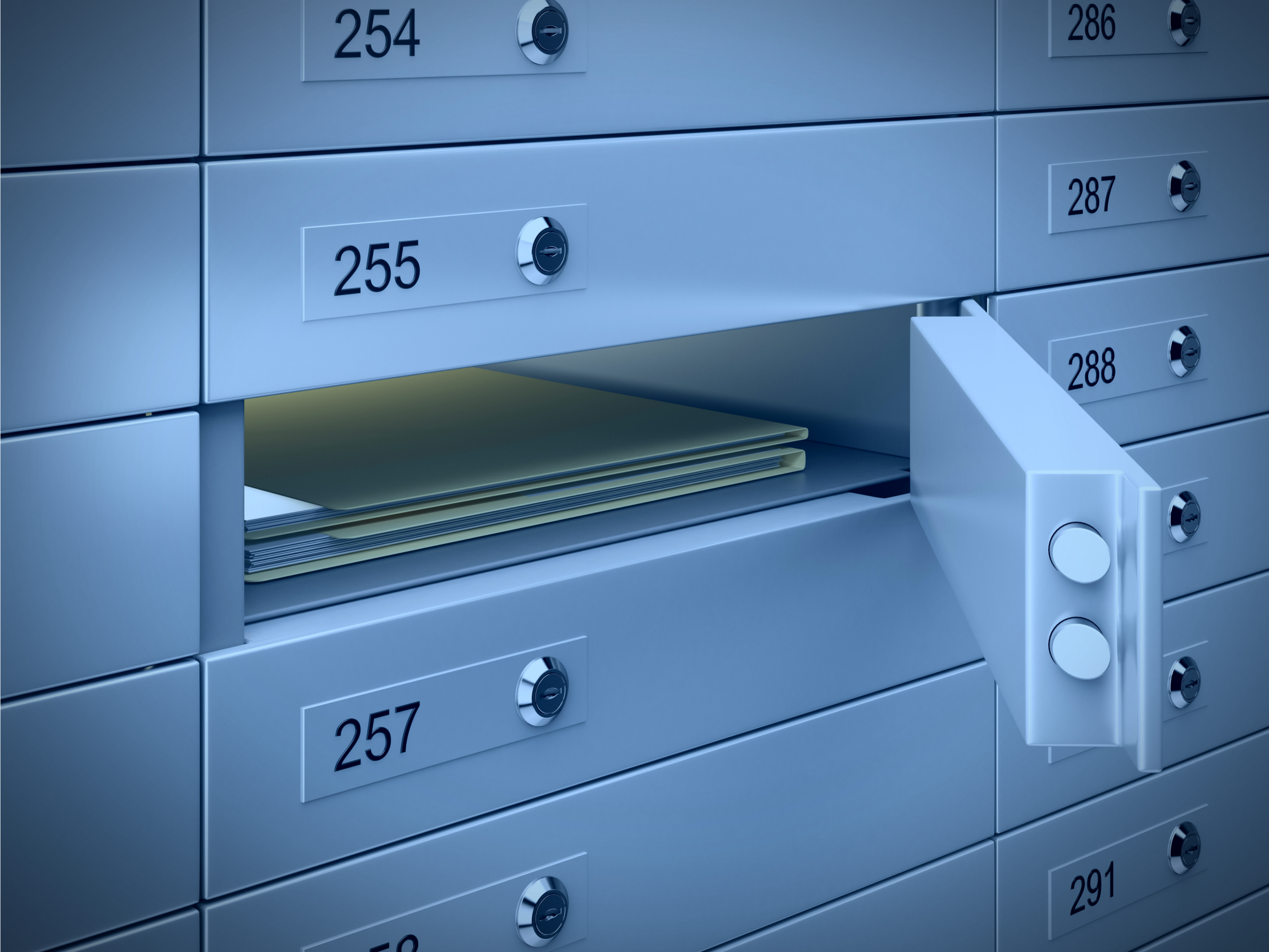 Safe deposit boxes in a bank