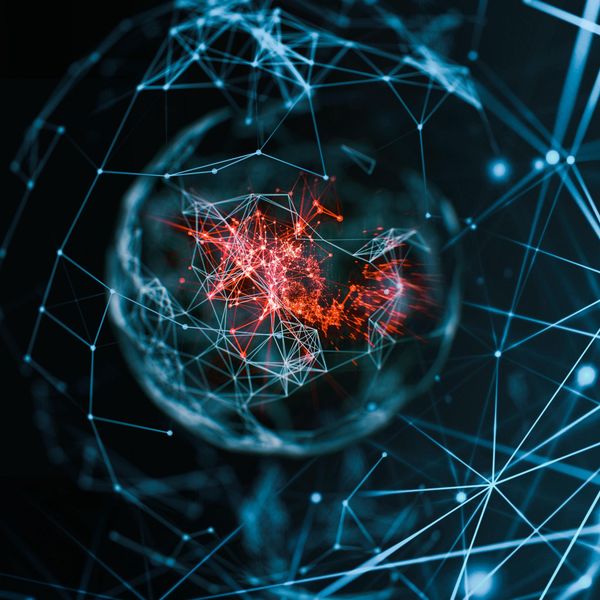 World surrounded by digital networks