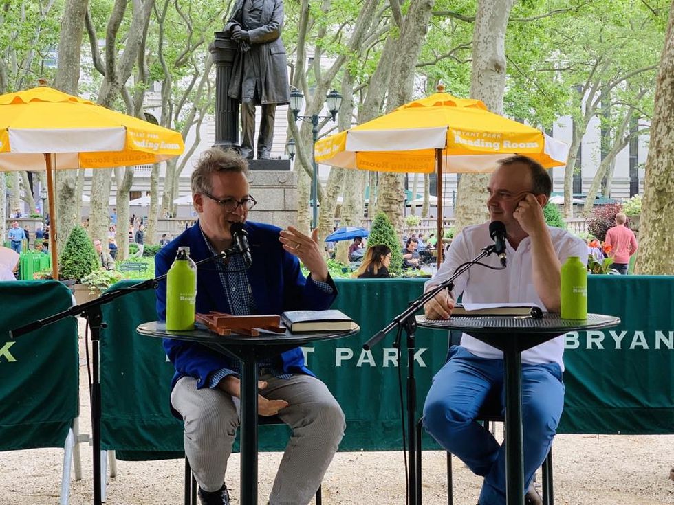 Photo of Ben Mezrich book signing in Bryant Park