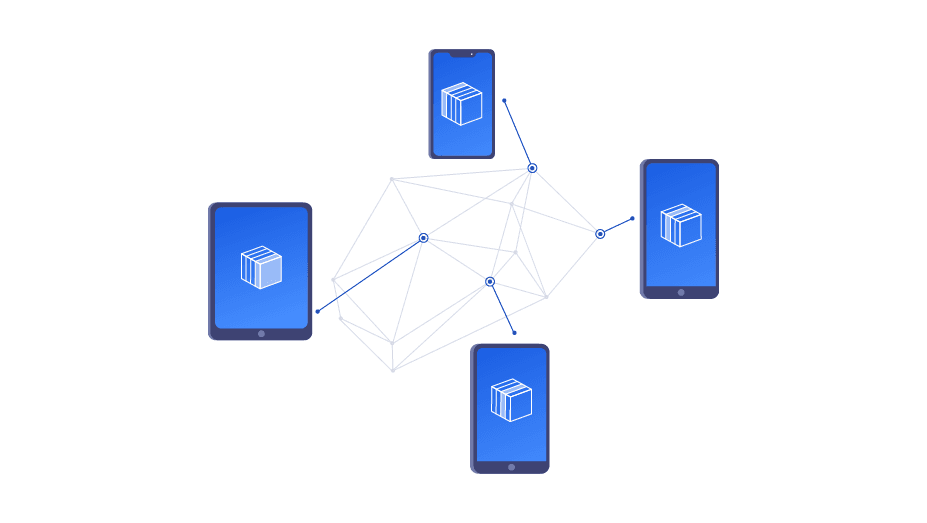 Illustration of phones in a network
