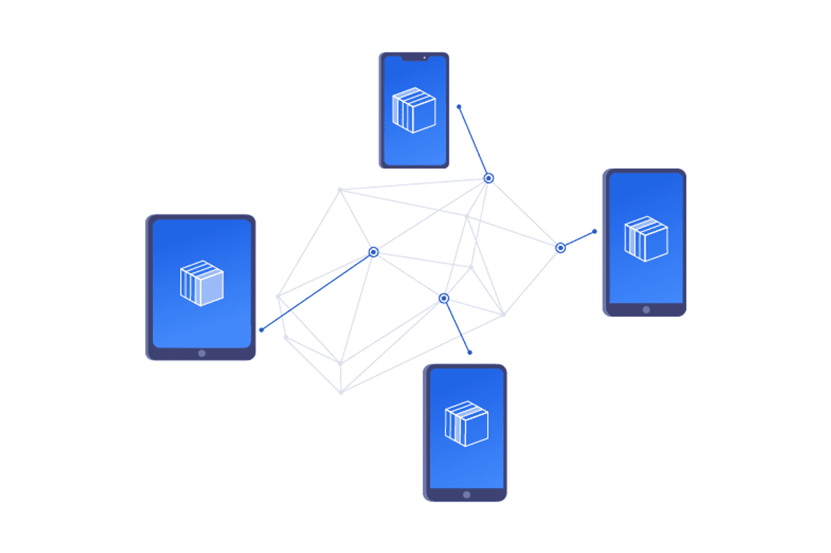 Illustration of phones in a network