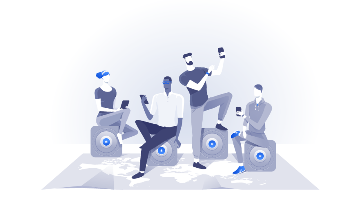 Group of friends comparing cryptocurrency