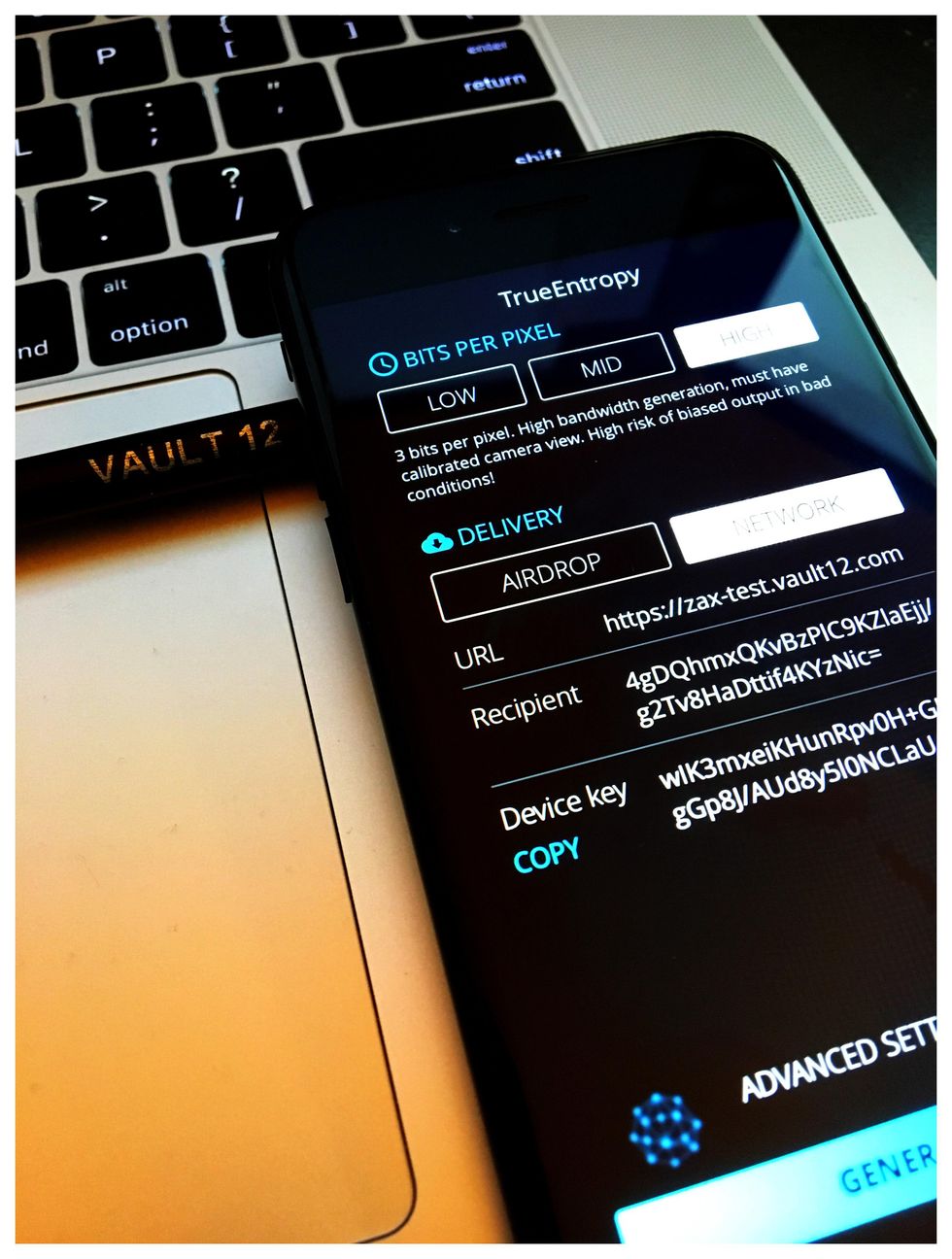 Screenshot of Tue Entropy app