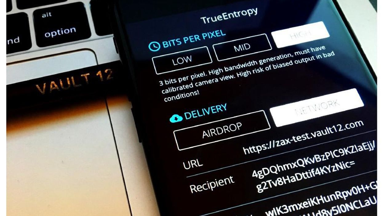 Screen shot of Vault12 True Entropy app