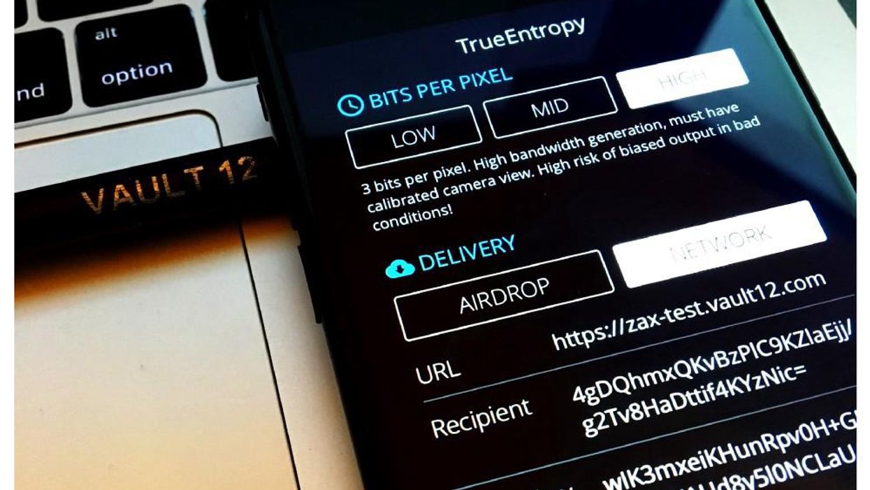 Screen shot of Vault12 True Entropy app 