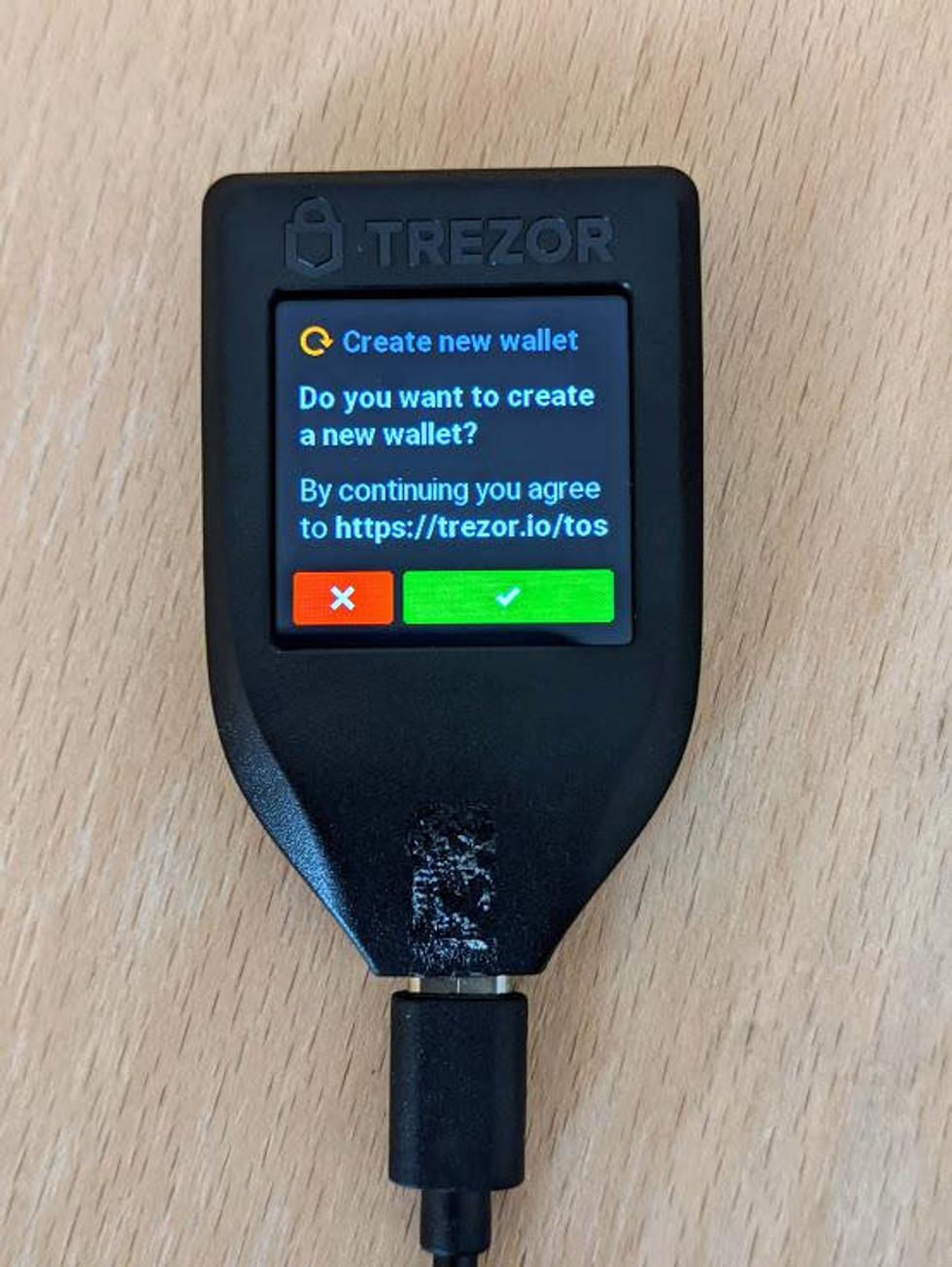 confirm action create new wallet
