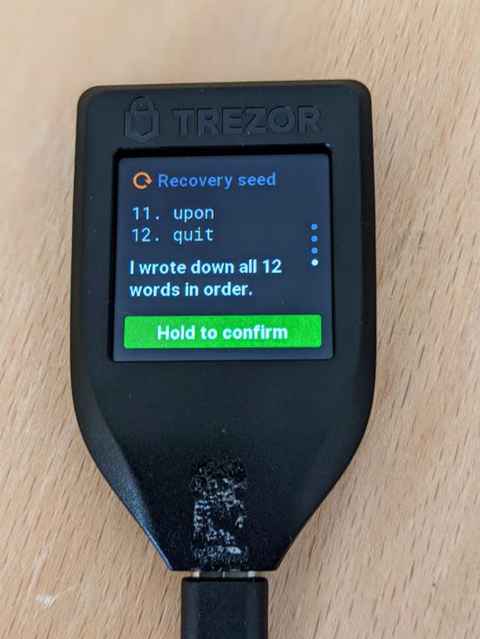 Recovery seed words 11-12