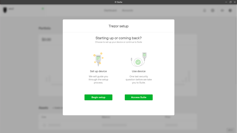 Trezor Suite setup