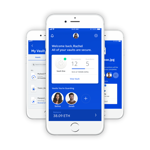 Screen shots of Vault12 app