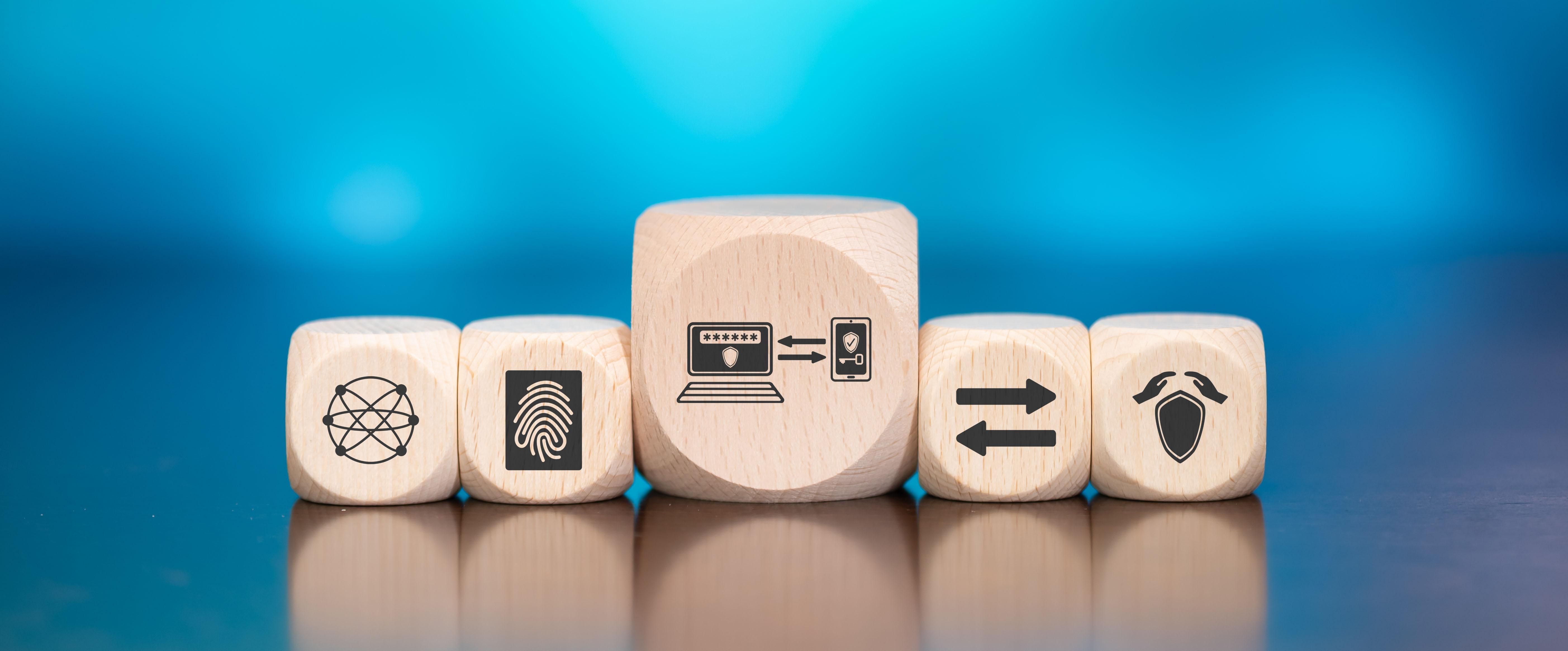 Wooden blocks showing authentication methods