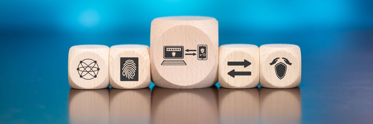 Wooden blocks showing authentication methods