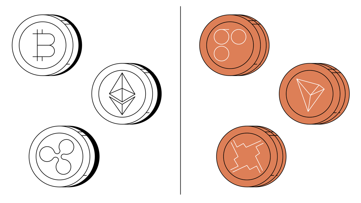 Depiction of Cryptocurrencies vs. Tokens
