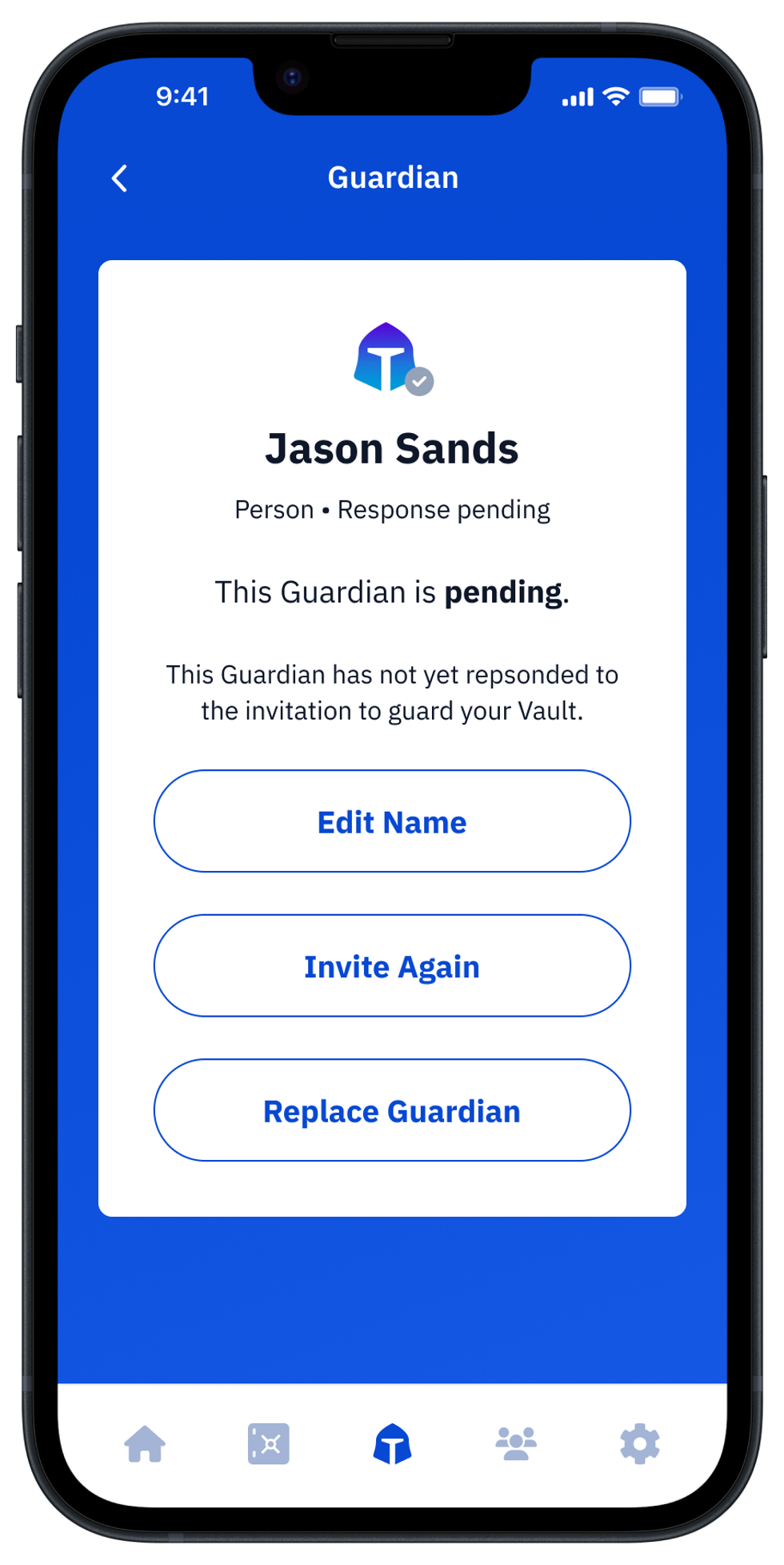 Guard app showing pending guardians