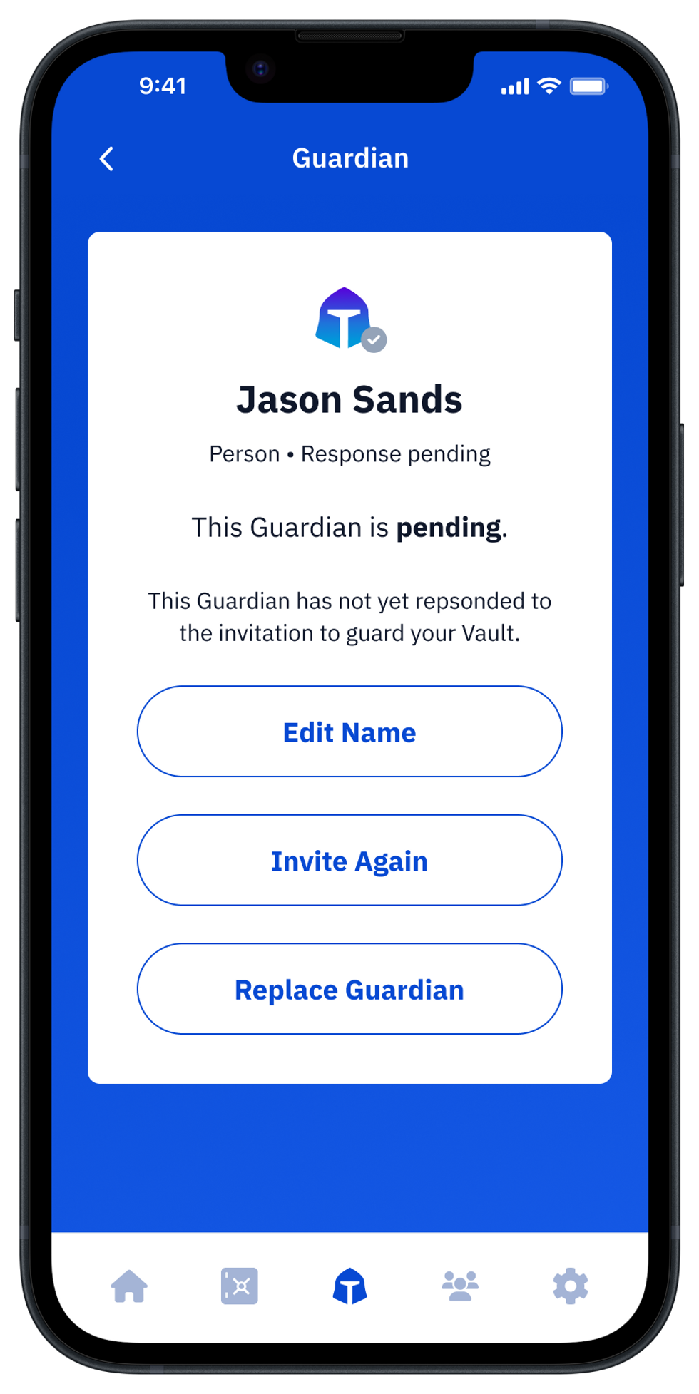 Guard app showing a Pending Guardian