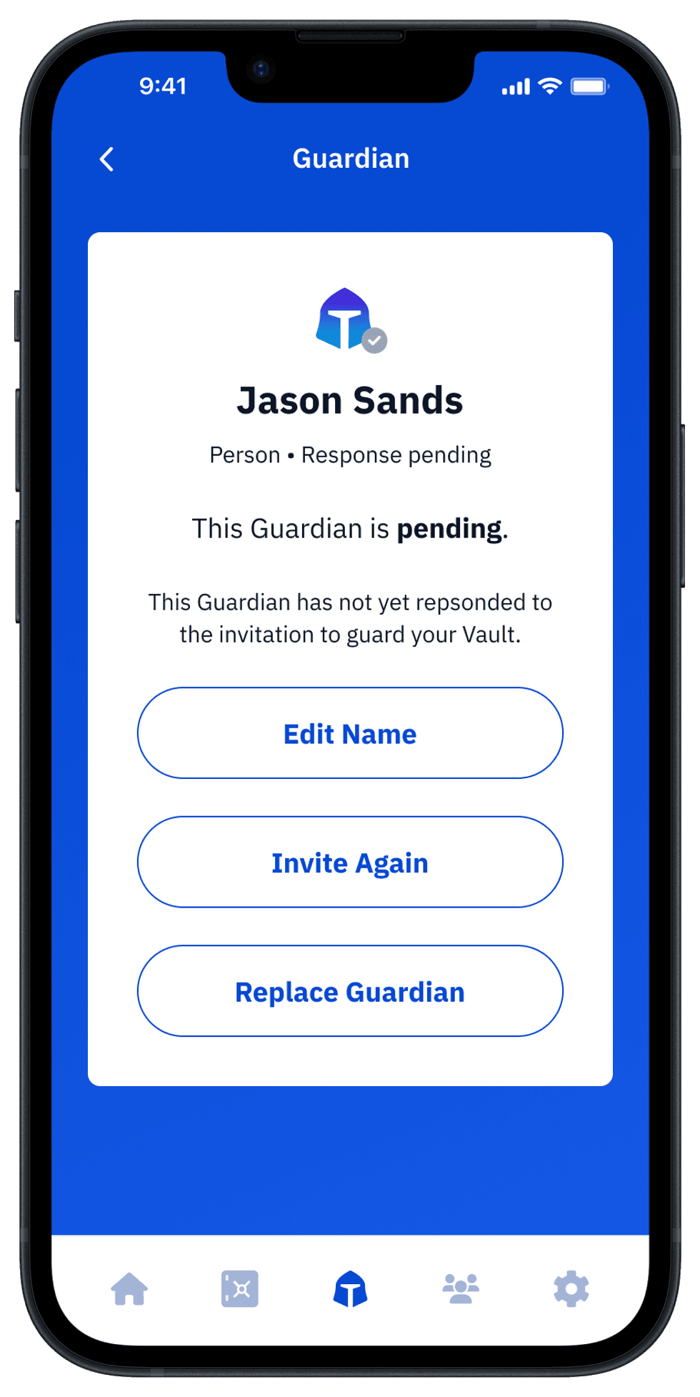 Guard app showing a Pending Guardian