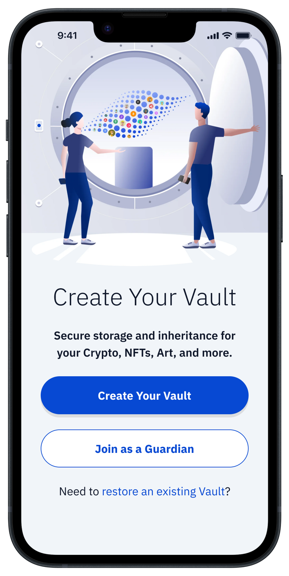 Create or Join a Vault Guard app screen