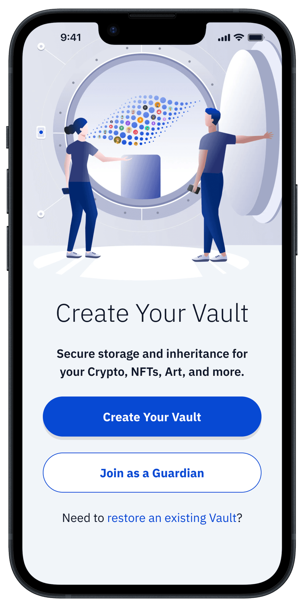 Create or Join a Vault Guard app screen