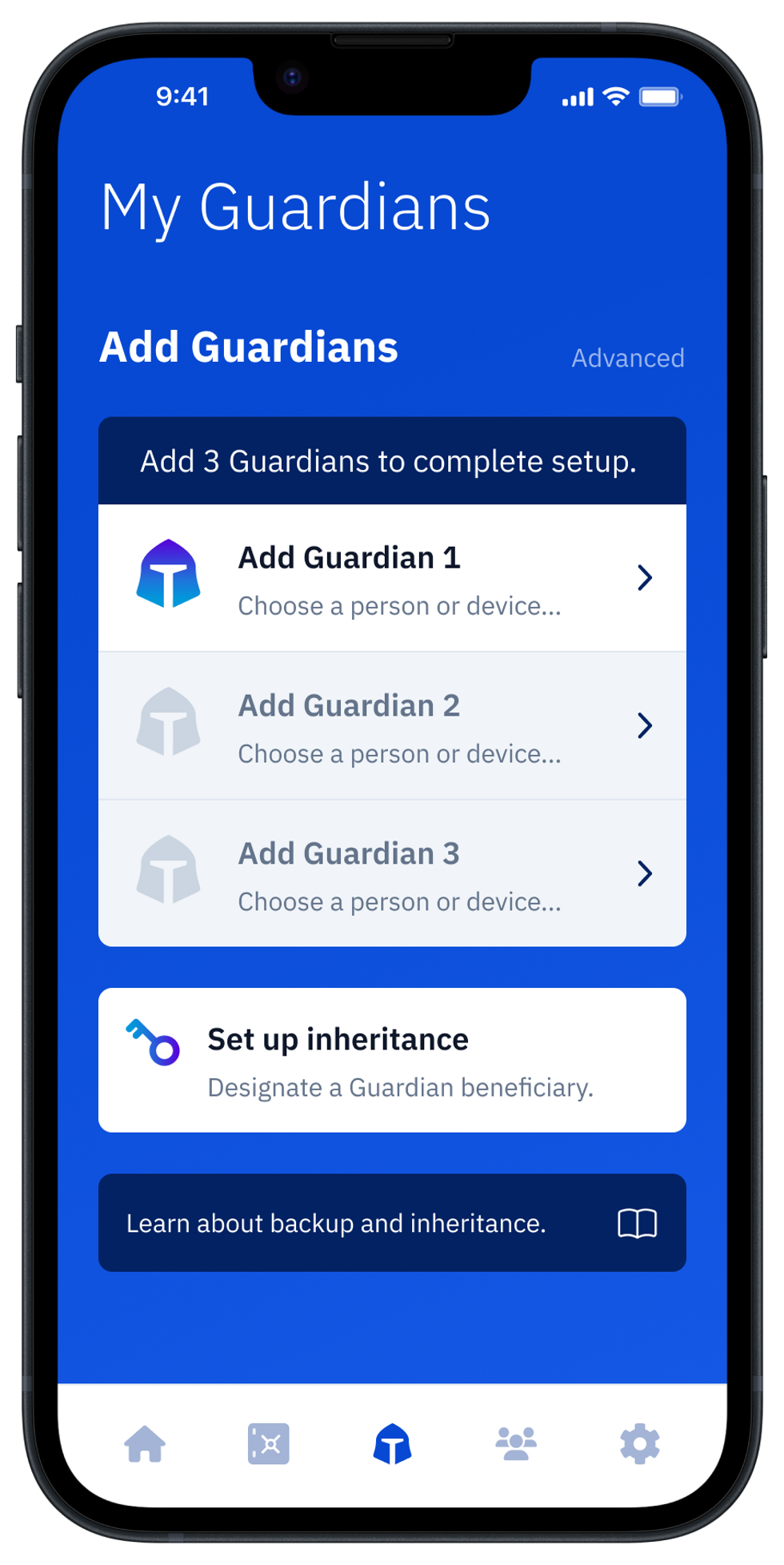 Guard app "Add Guardians" screen showing 3 Guardians