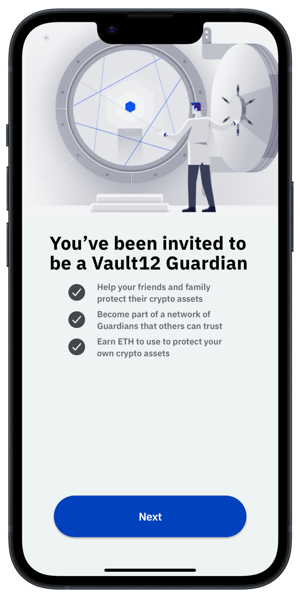 Guard app showing that a Vault invitation was received