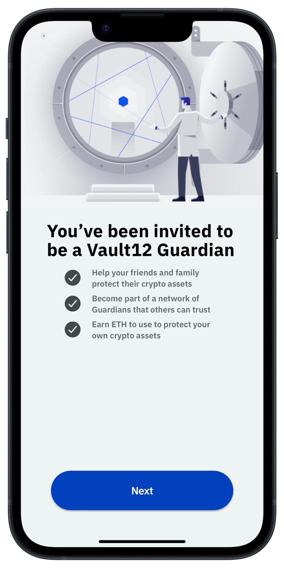 Guard app indicating Vault invitation received