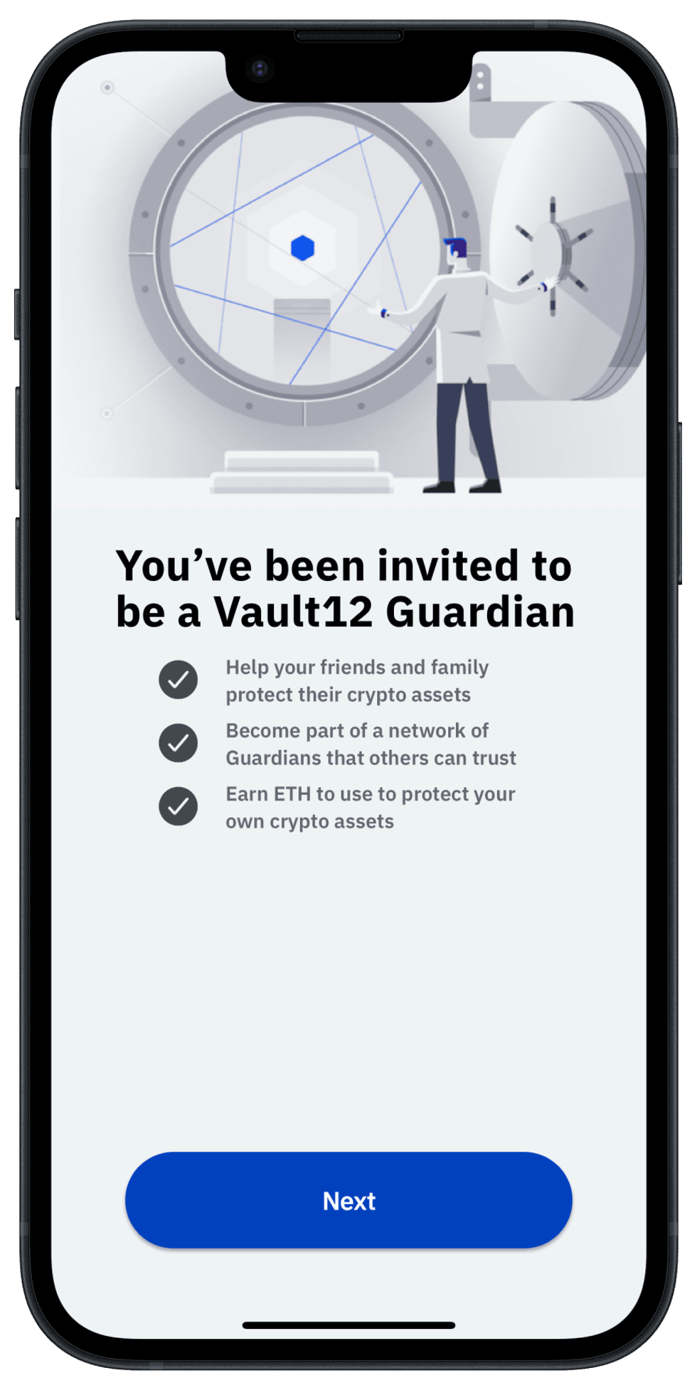 Guard app showing that a Vault invitation was received