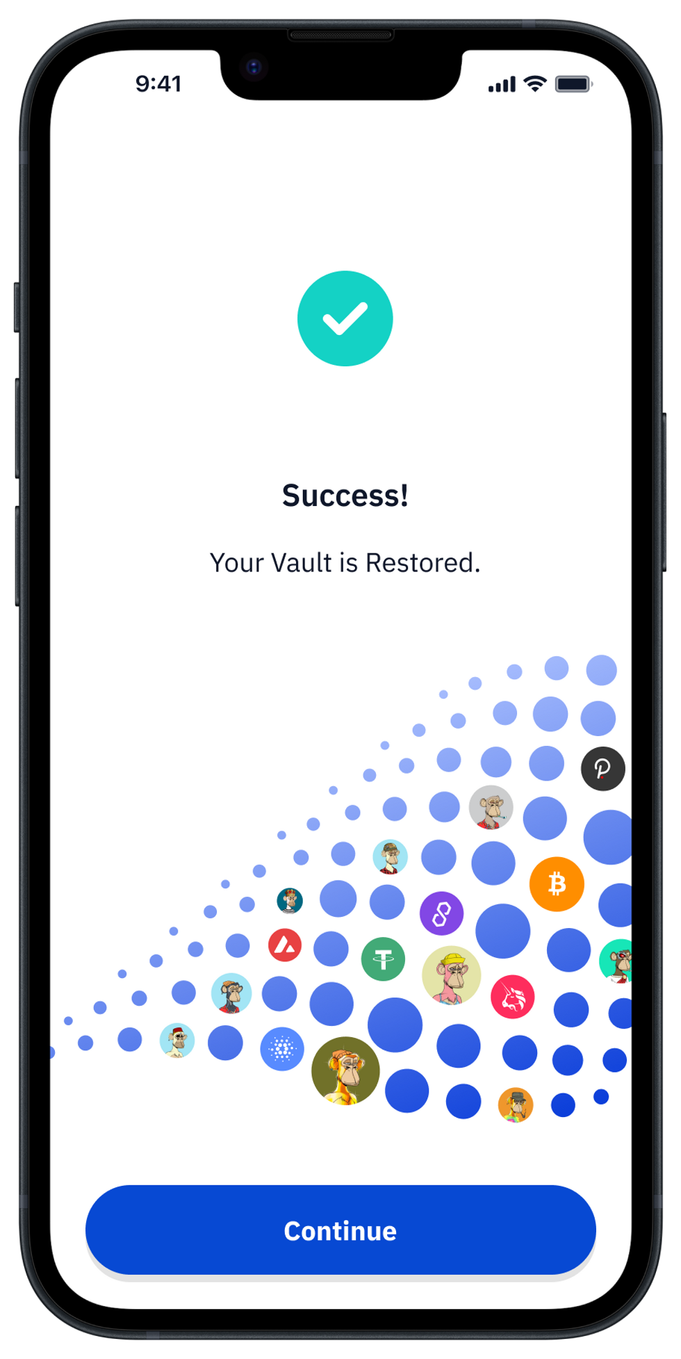 Screenshot of Vault restore success