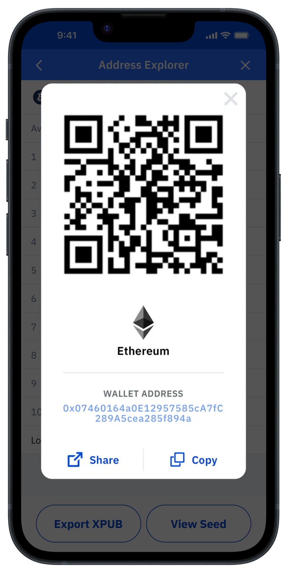 Screenshot of QR code for wallet address