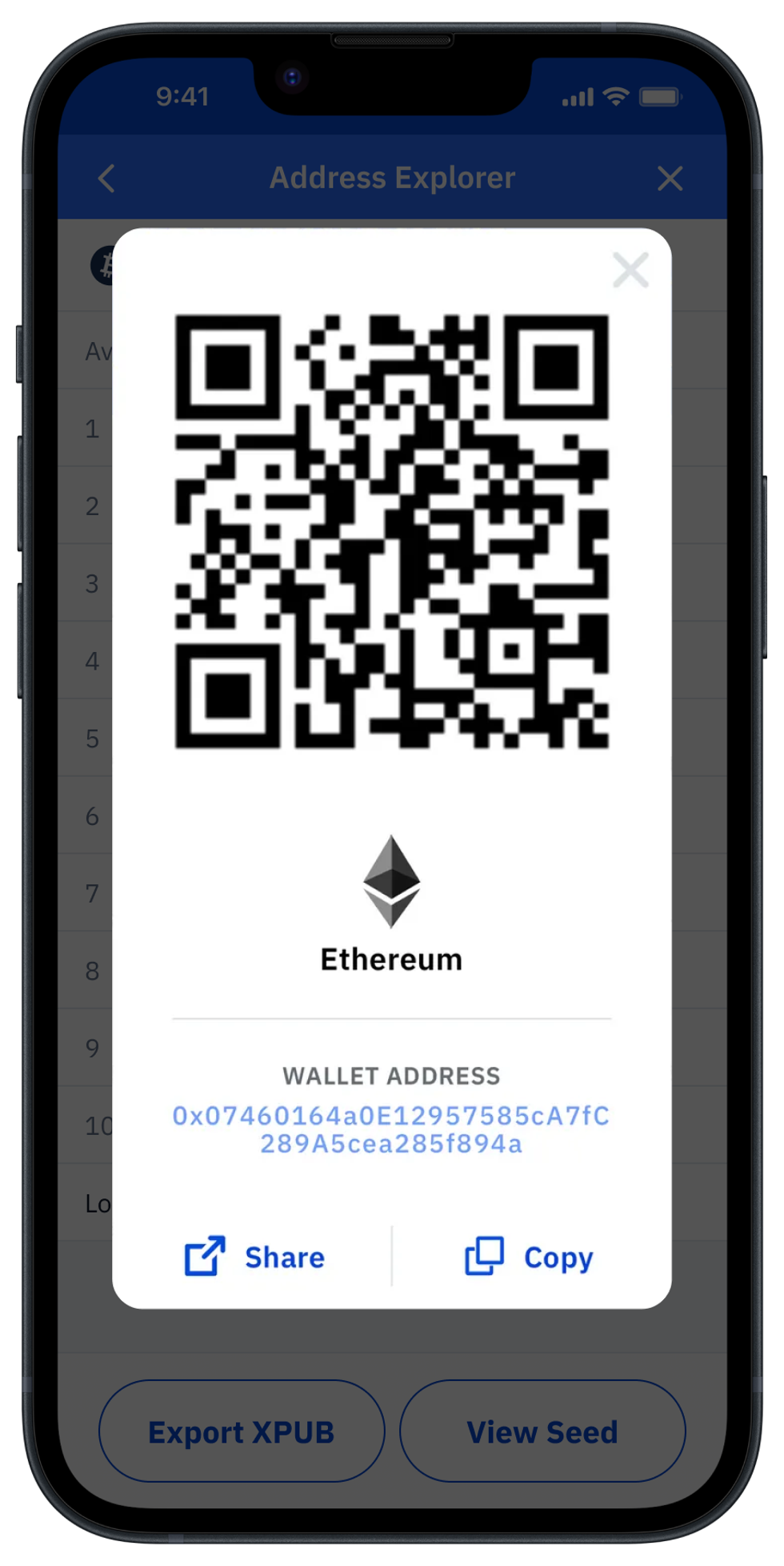 Screenshot of QR code for wallet address