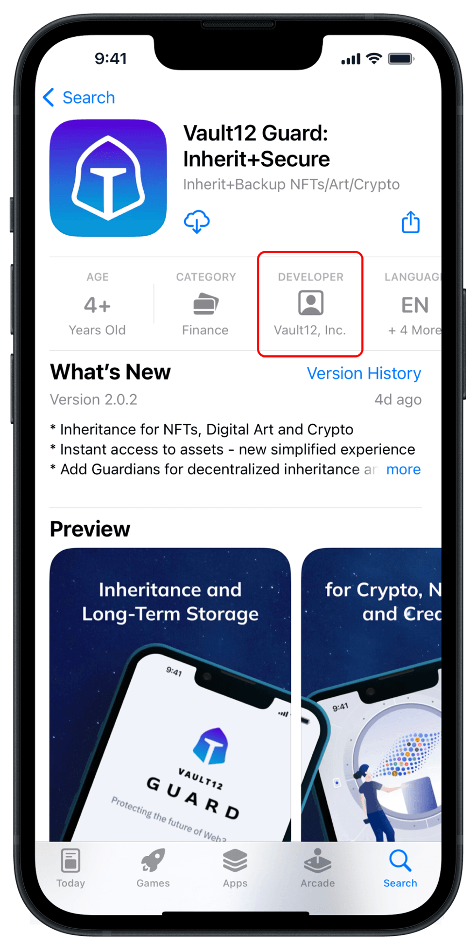Vault12 in the App Store