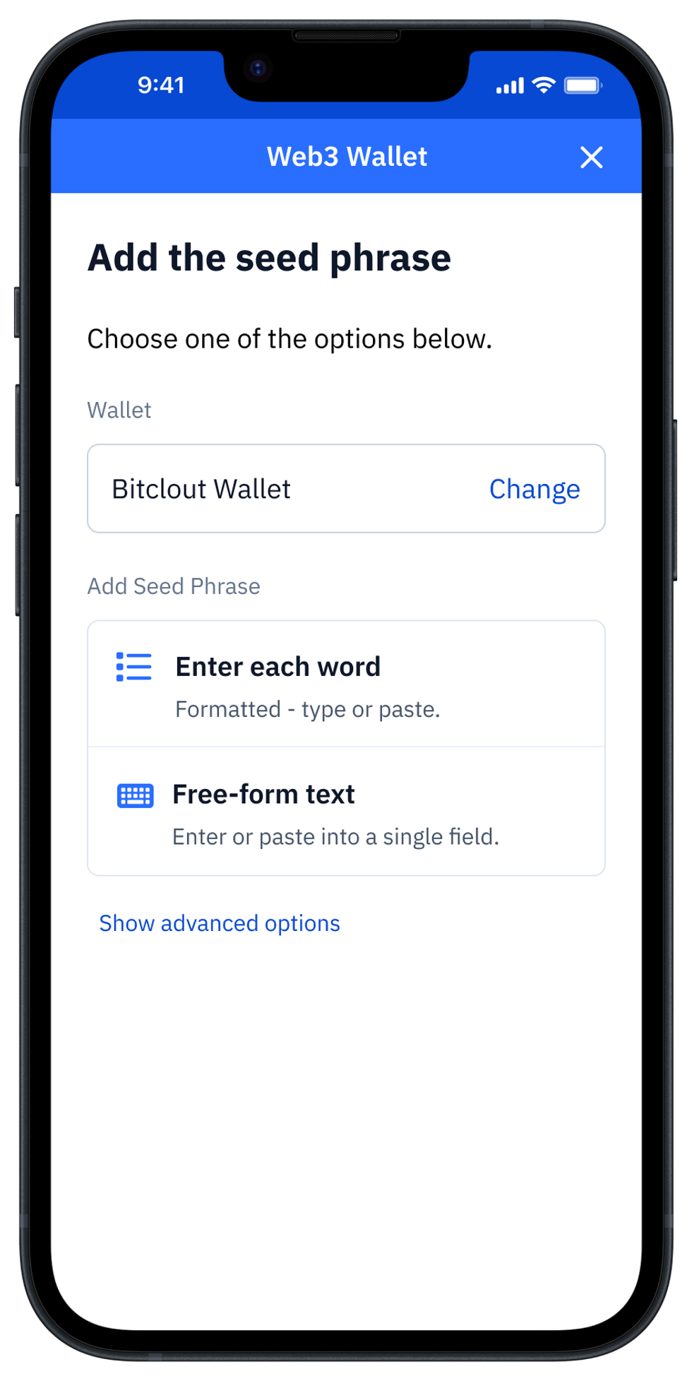 Guard app selection of seed phrase format