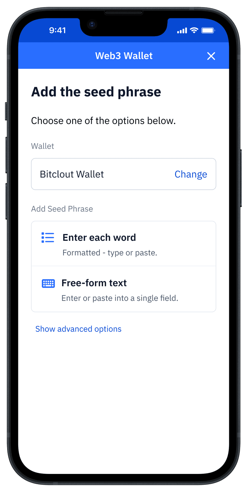 Guard app selection of seed phrase format